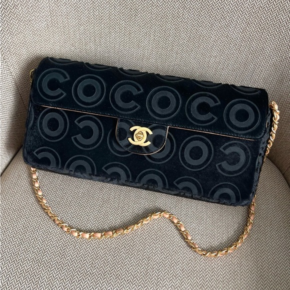 CHANEL Handbags - CHANEL Ponyhair COCO East West Chocolate Bar Flap Bag- Black Rose Ghw RARE
